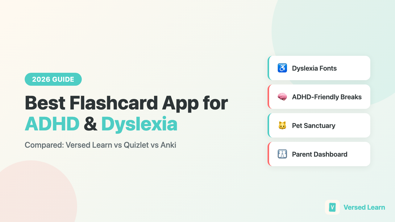 Best Flashcard App for ADHD & Dyslexia (2026)